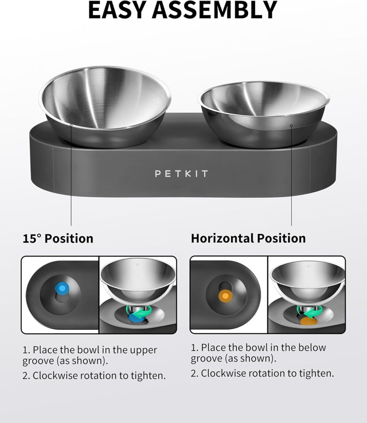 PETKIT Raised Dog Cat Food Bowl 304 Stainless Steel, Elevated Pet Food and Water Bowl Dishes, Elevated Cat Bowls, Non-Slip Tilted Cat Bowl No Spill - Image 5