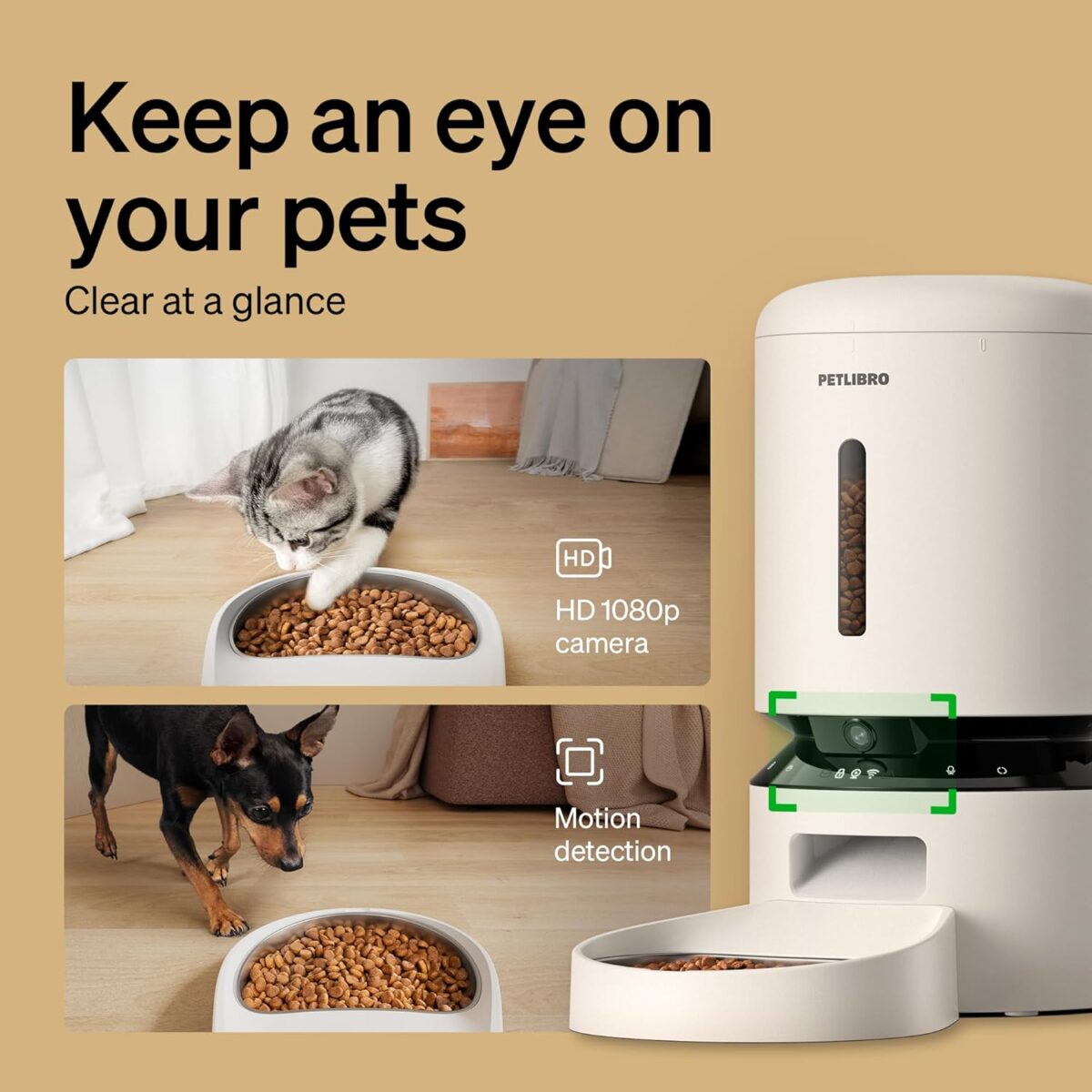 PETLIBRO Automatic Cat Feeder with Camera, 1080P HD Video with Night Vision, 5G WiFi Pet Feeder with 2-Way Audio, Low Food & Blockage Sensor, Motion & Sound Alerts for Cat & Dog Single Tray - Image 3