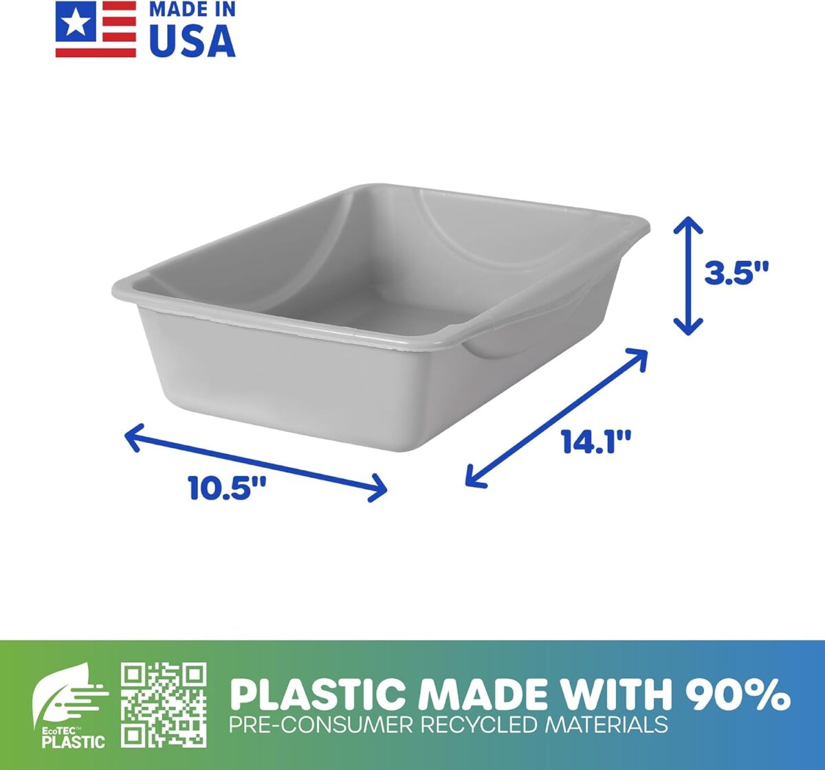 Petmate Litter Pan, Blue/Gray, Small, Made in USA - Image 4