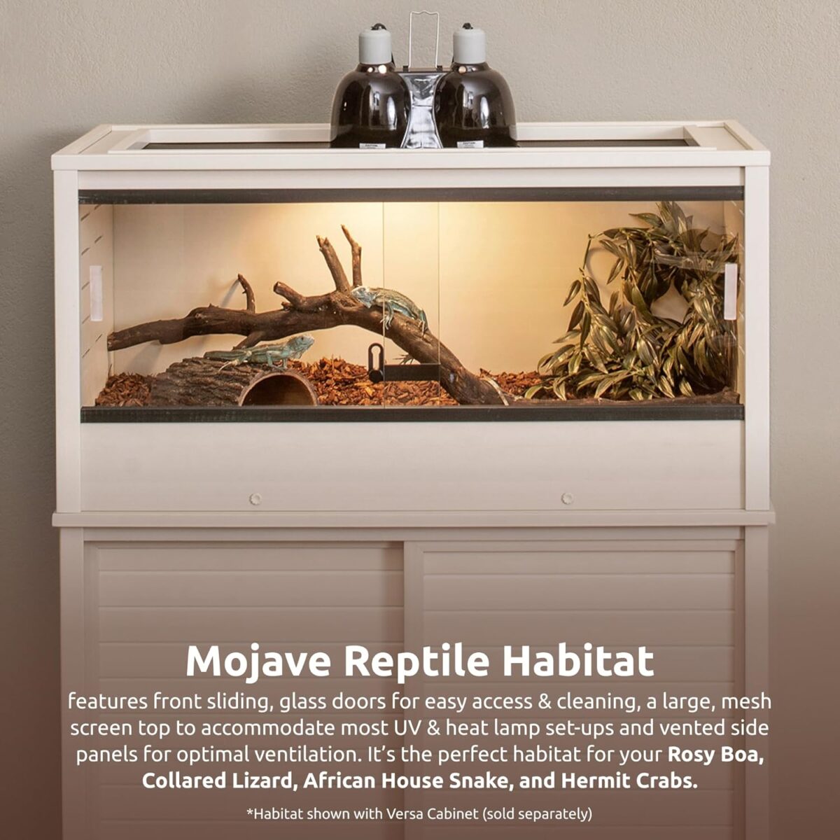 New Age Pet ECOFLEX 36" Mojave Reptile Lounge -Durable Wood Plastic Composite Habitat with Ventilation, Removable Glass Doors & Lock, Easy Assembly, for Tortoises, Snakes, Iguanas - Image 3