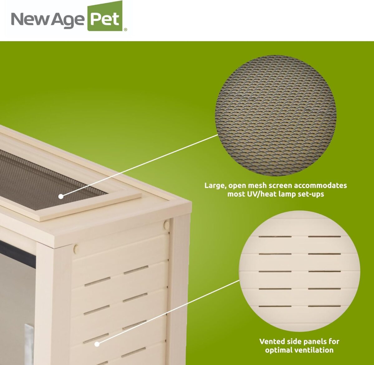 New Age Pet ECOFLEX 36" Mojave Reptile Lounge -Durable Wood Plastic Composite Habitat with Ventilation, Removable Glass Doors & Lock, Easy Assembly, for Tortoises, Snakes, Iguanas - Image 5