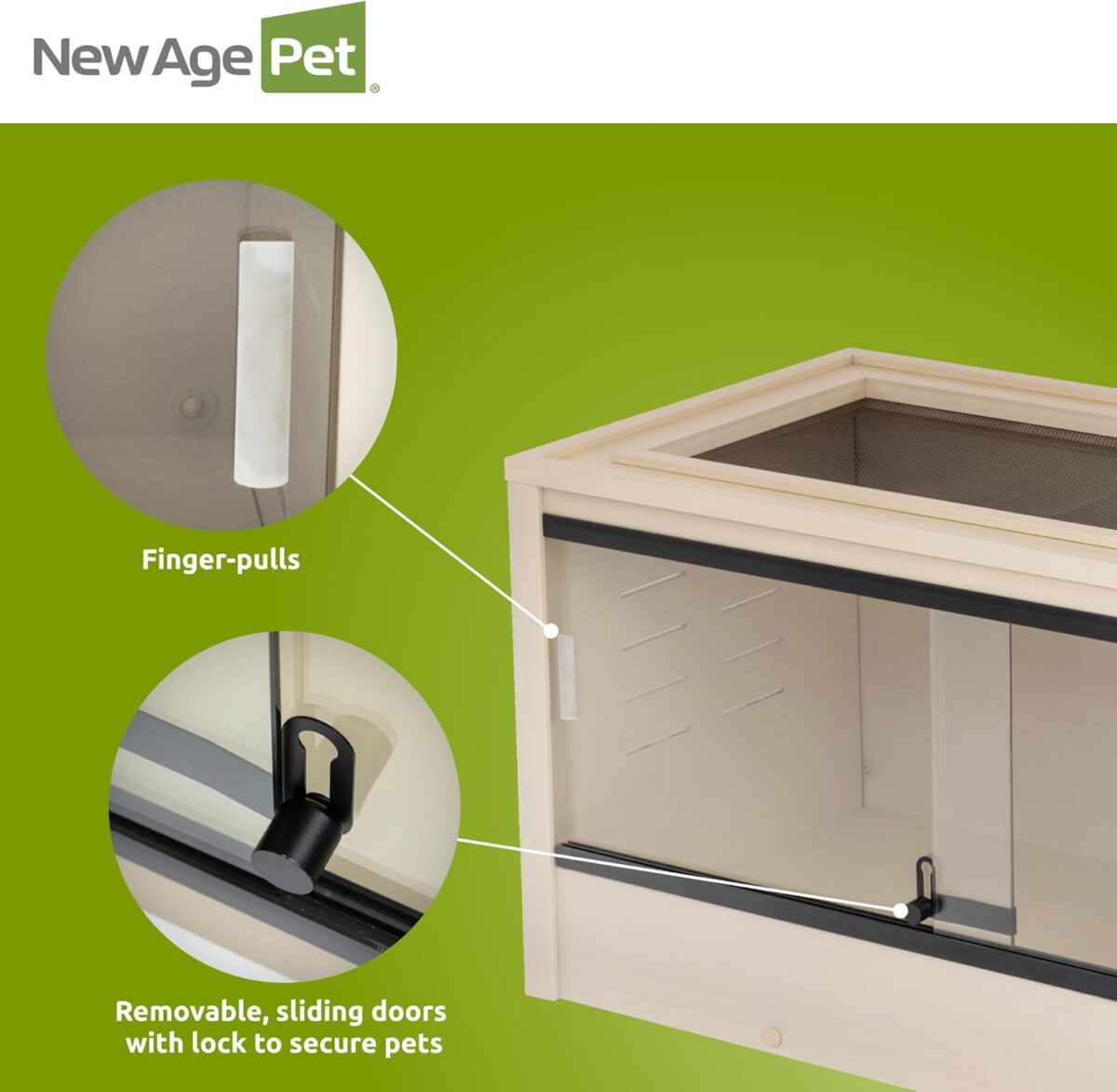New Age Pet ECOFLEX 36" Mojave Reptile Lounge -Durable Wood Plastic Composite Habitat with Ventilation, Removable Glass Doors & Lock, Easy Assembly, for Tortoises, Snakes, Iguanas - Image 6