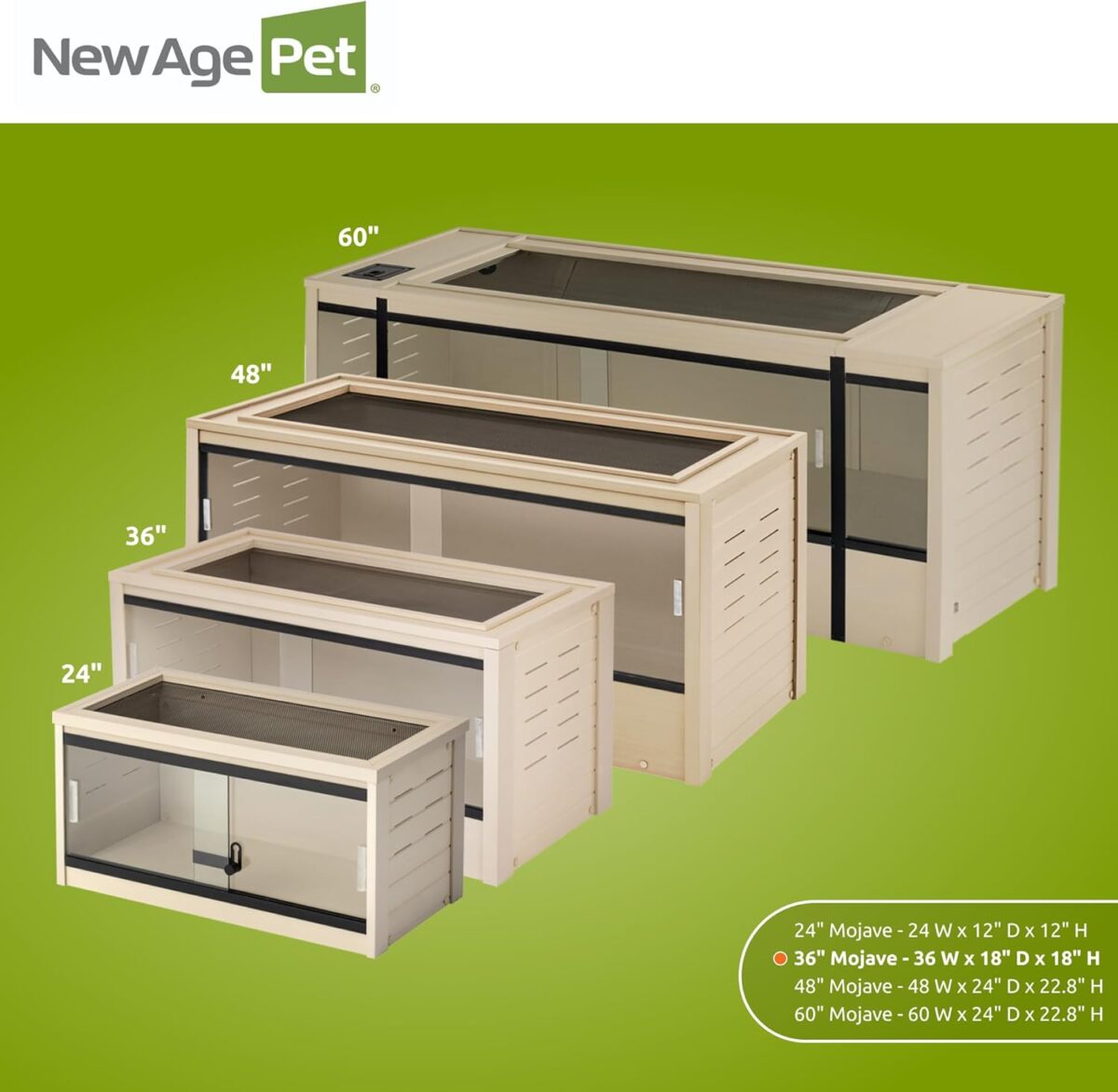 New Age Pet ECOFLEX 36" Mojave Reptile Lounge -Durable Wood Plastic Composite Habitat with Ventilation, Removable Glass Doors & Lock, Easy Assembly, for Tortoises, Snakes, Iguanas - Image 8