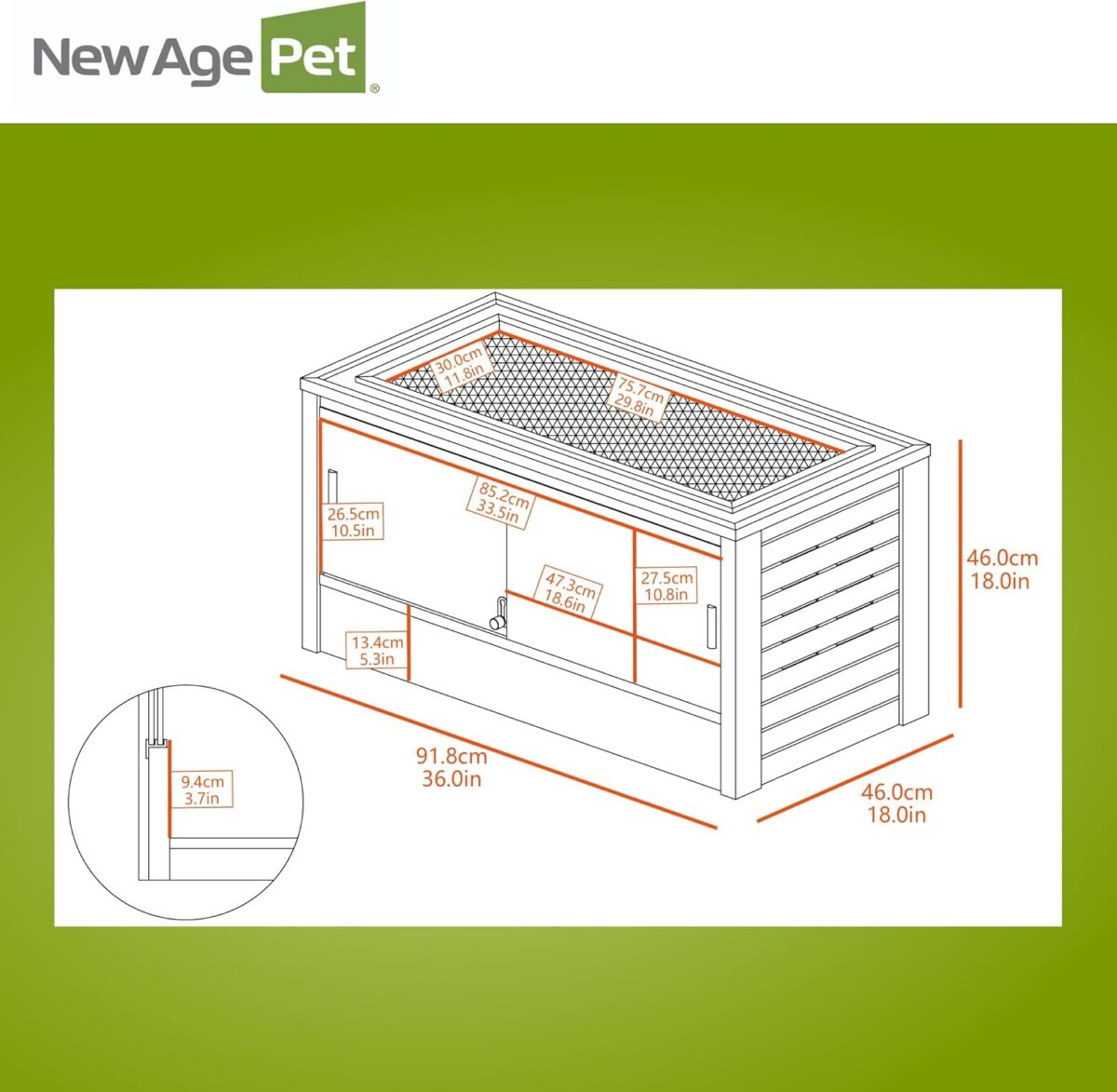 New Age Pet ECOFLEX 36" Mojave Reptile Lounge -Durable Wood Plastic Composite Habitat with Ventilation, Removable Glass Doors & Lock, Easy Assembly, for Tortoises, Snakes, Iguanas - Image 10