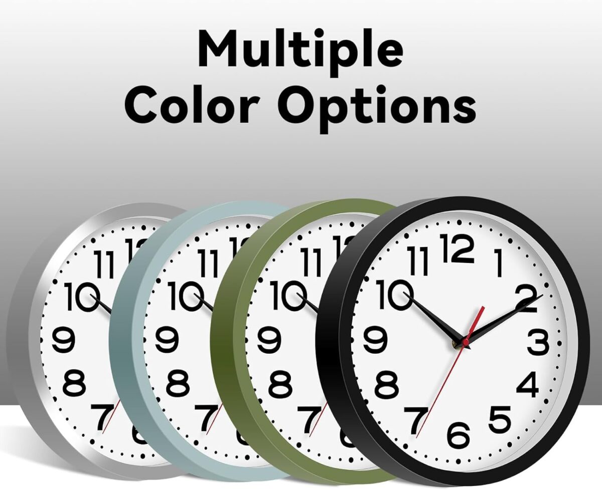 Wall Clock Silent Non-Ticking Modern Clock Battery Operated 8 Inch Small Classic Analog Decorative for Kitchen, Living Room, Office, Bedroom, Bathroom (Black) - Image 6