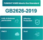 Funight KN95 Face Mask 5-Ply Breathable Filter Efficiency≥95% Protective Cup Dust Disposable Masks Against PM2.5 White 50 Pack - Image 3