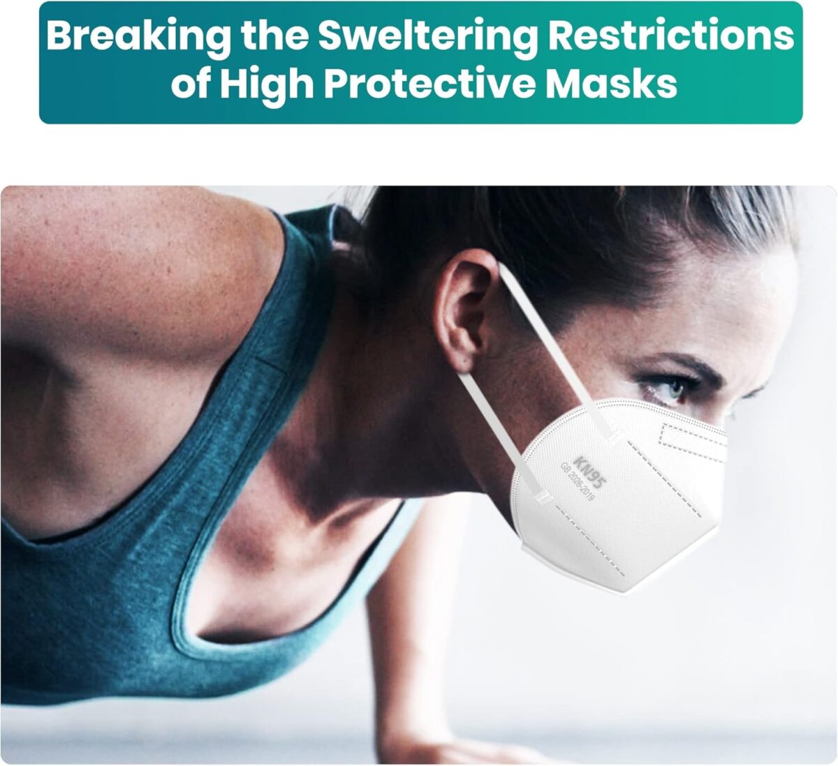 Funight KN95 Face Mask 5-Ply Breathable Filter Efficiency≥95% Protective Cup Dust Disposable Masks Against PM2.5 White 50 Pack - Image 6