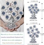 Evil Eye Flowers Lucky Tree with Silver Ganesha Hindu Elephant God Statue Home Office Feng Shui Protection Ornament Blessing Gift - Image 3