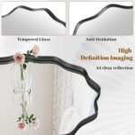 Round Wavy Mirror, 30 Inch Metal Frame Circle Mirror, Round Wall Mounted for Entryway, Bathroom, Vanity, Living Room, Black - Image 4