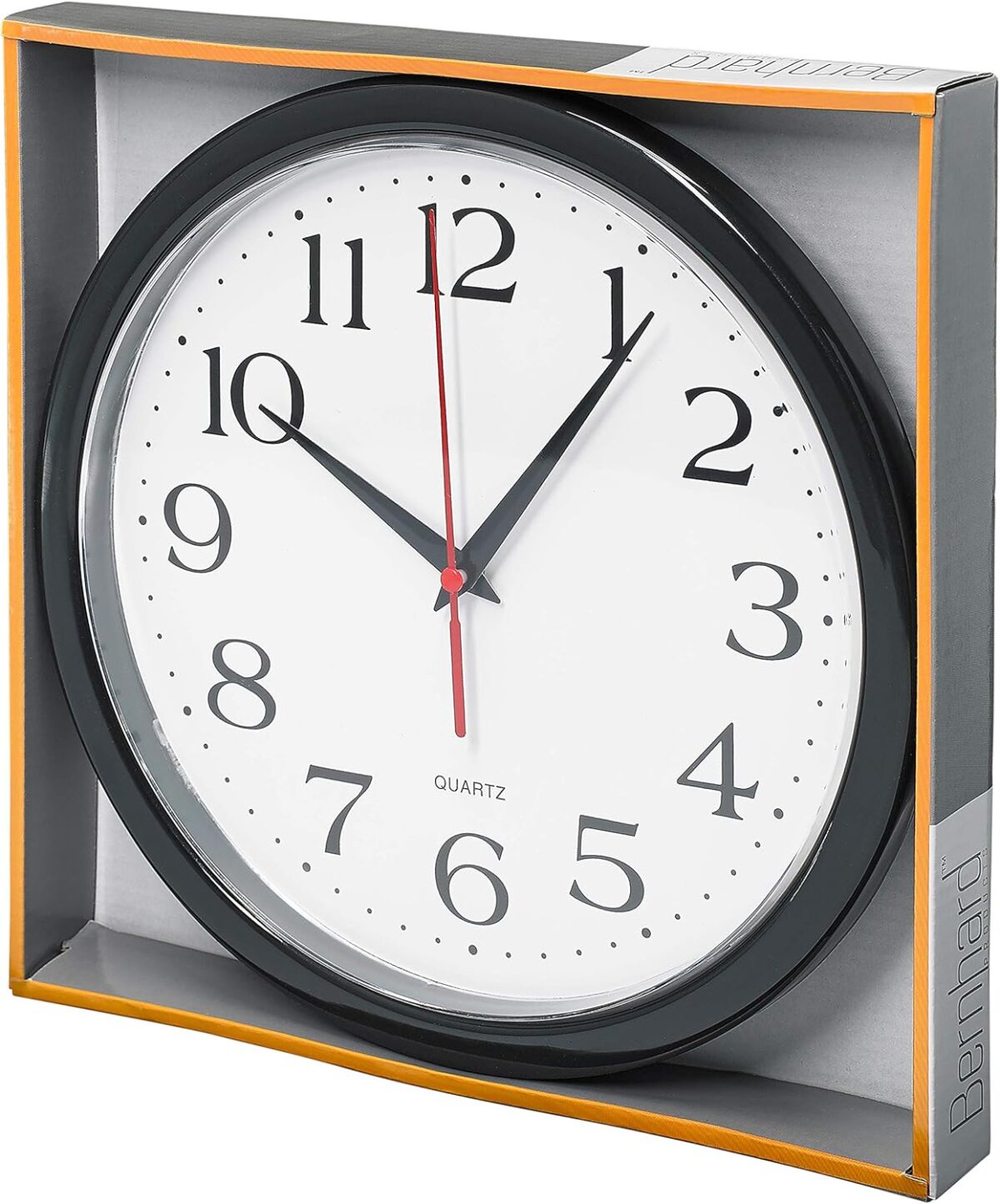 Bernhard Products Black Wall Clock Silent Non Ticking 10 Inch Quality Quartz Battery Operated Round Easy to Read Home/Office/Kitchen/Classroom/School Clock Sweep Movement - Image 6