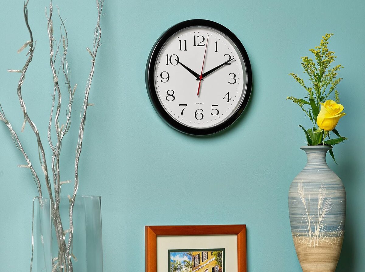 Bernhard Products Black Wall Clock Silent Non Ticking 10 Inch Quality Quartz Battery Operated Round Easy to Read Home/Office/Kitchen/Classroom/School Clock Sweep Movement - Image 7
