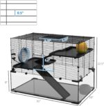PawHut Large Hamster Cage with Deep Tempered Glass Bottom, 3 Tiers Hamster Tank with Running Wheel, Hut, Water Bottle, Dish, Rat Cage for Syrian, Dwarf, Gerbils, Mouse, 31" x 19" x 21.5", Black - Image 8