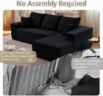 107" Modular Sectional Couches for Living Room, Comfy Boneless L Shaped Cloud Couch with Chaise Lounge, Modern Cozy Corduroy Deep Seat Floor Sofa, Memory Foam, No Assembly Required, Black - Image 5