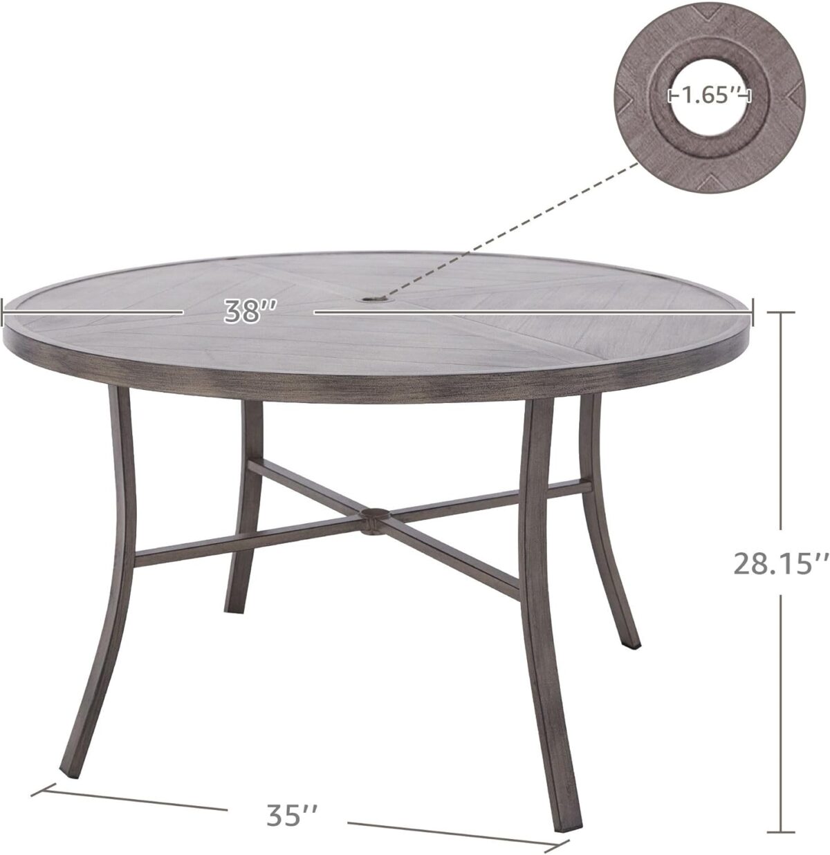 NATURAL EXPRESSIONS 5-Piece Outdoor Patio Dining Set, 4pcs Patio Swivel Rocking Chairs and 38’’ Round Dining Table with 1.65’’ Umbrella Hole - Image 9