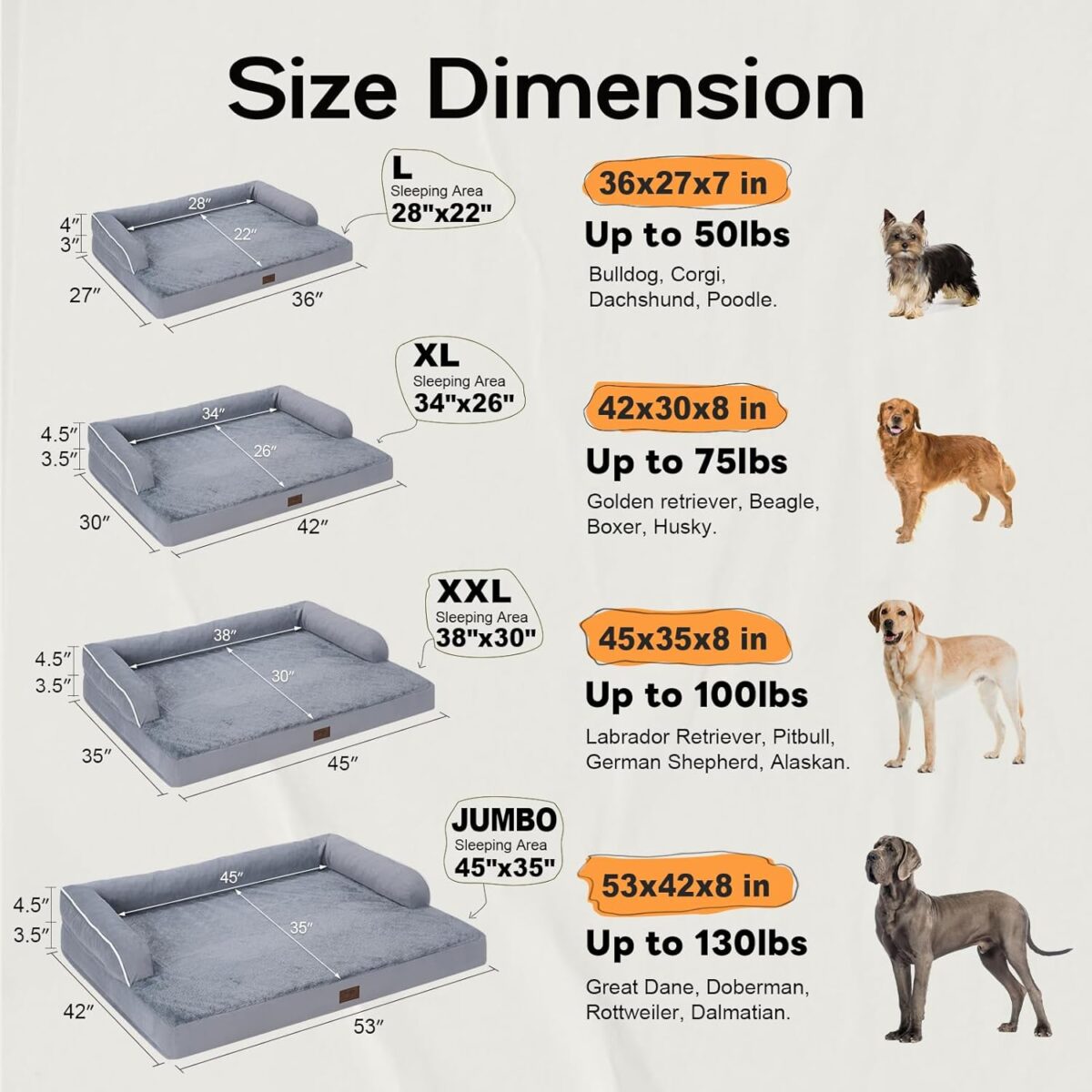 Extra Large Dog Bed Orthopedic Waterproof: Memory Foam Dog Bed for XL XLarge Extra Big Dogs - Couch Sofa - Washable with Removable Cover - Image 3