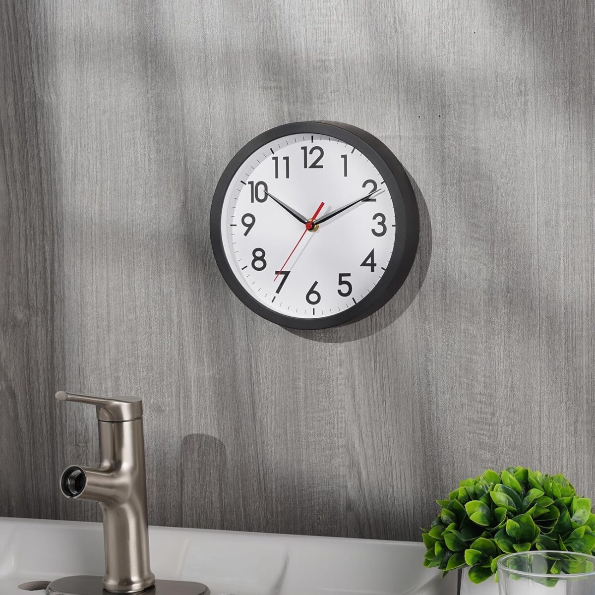 AKCISOT Wall Clock, Modern Small Wall Clocks Battery Operated 8 Inch, Silent Non-Ticking Analog Classic for Office, Home, Bathroom, Kitchen, Bedroom, School(Black) - Image 6