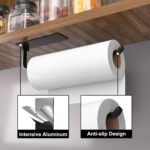 Paper Towel Holder - Self-Adhesive or Drilling, Matte Black, Upgraded Aluminum Kitchen Roll Dispenser Under Cabinet, Lighter but Stronger Than Stainless Steel! - Image 3