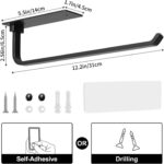 Paper Towel Holder - Self-Adhesive or Drilling, Matte Black, Upgraded Aluminum Kitchen Roll Dispenser Under Cabinet, Lighter but Stronger Than Stainless Steel! - Image 6