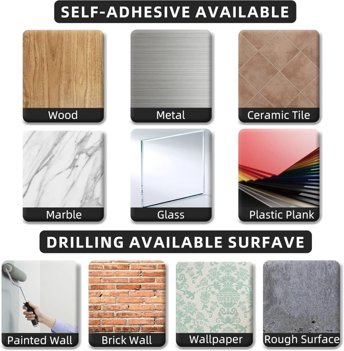 Paper Towel Holder - Self-Adhesive or Drilling, Matte Black, Upgraded Aluminum Kitchen Roll Dispenser Under Cabinet, Lighter but Stronger Than Stainless Steel! - Image 7