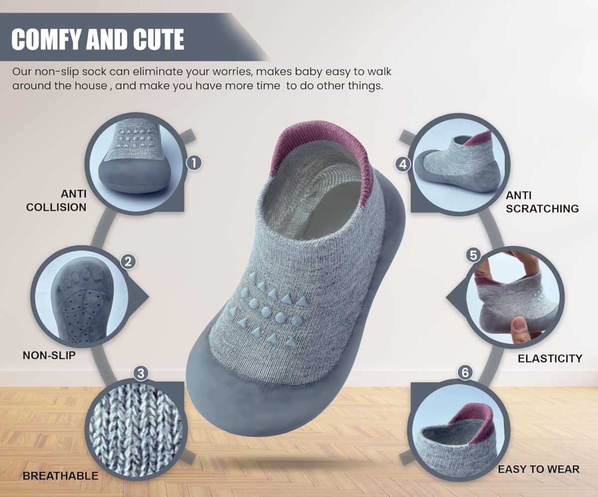 Baby Sock Shoes Boys Girls First Walking Shoes Non-Slip Slippers Soft Sole Sneakers Toddler Infant Babygirl - Image 4