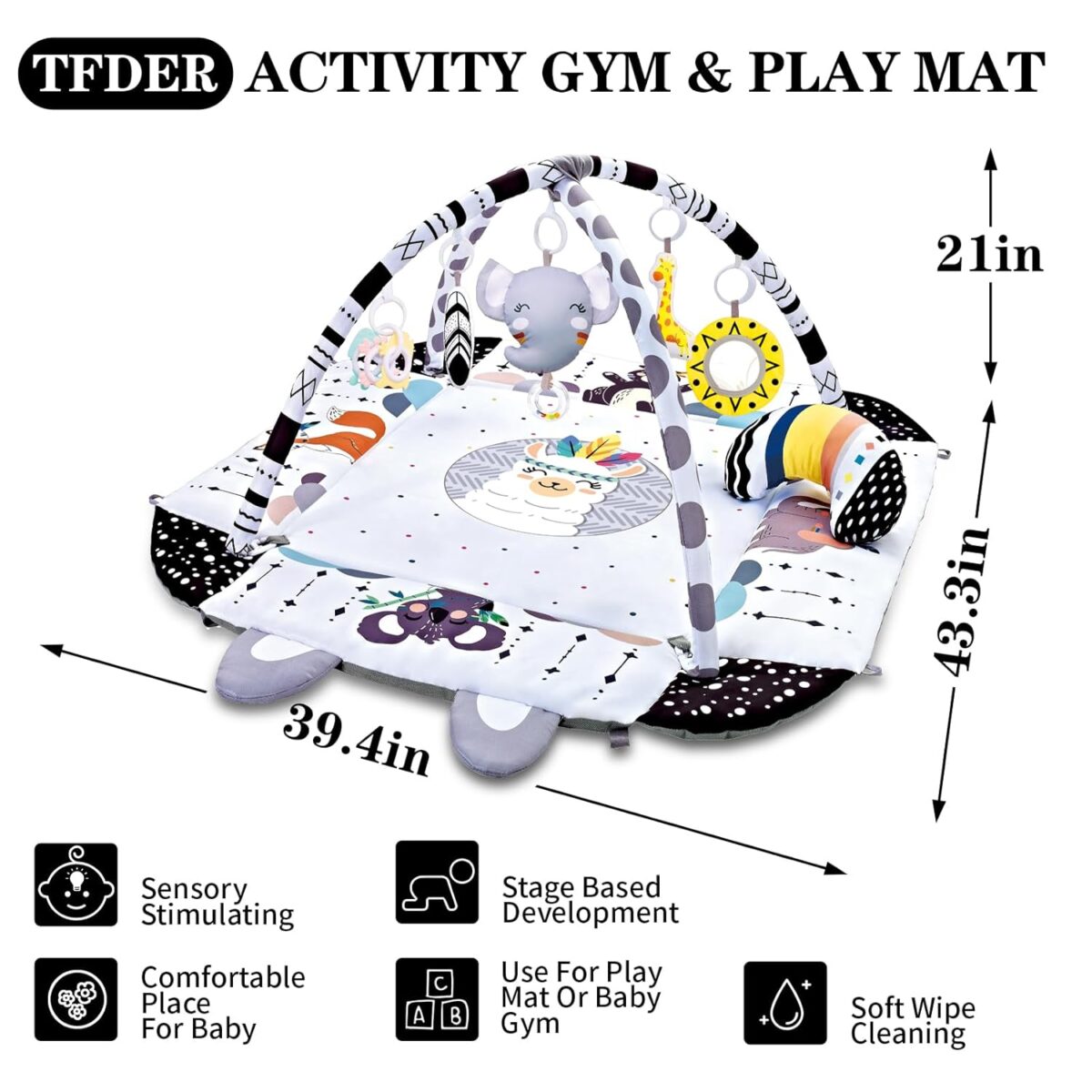 Baby Gym Play Mat, 8-in-1 Tummy Time Mat & Activity Gym, Washable Ball Pit, Infant Play Mat with Detachable Toys for Sensory Exploration and Motor Skill Development - Image 4