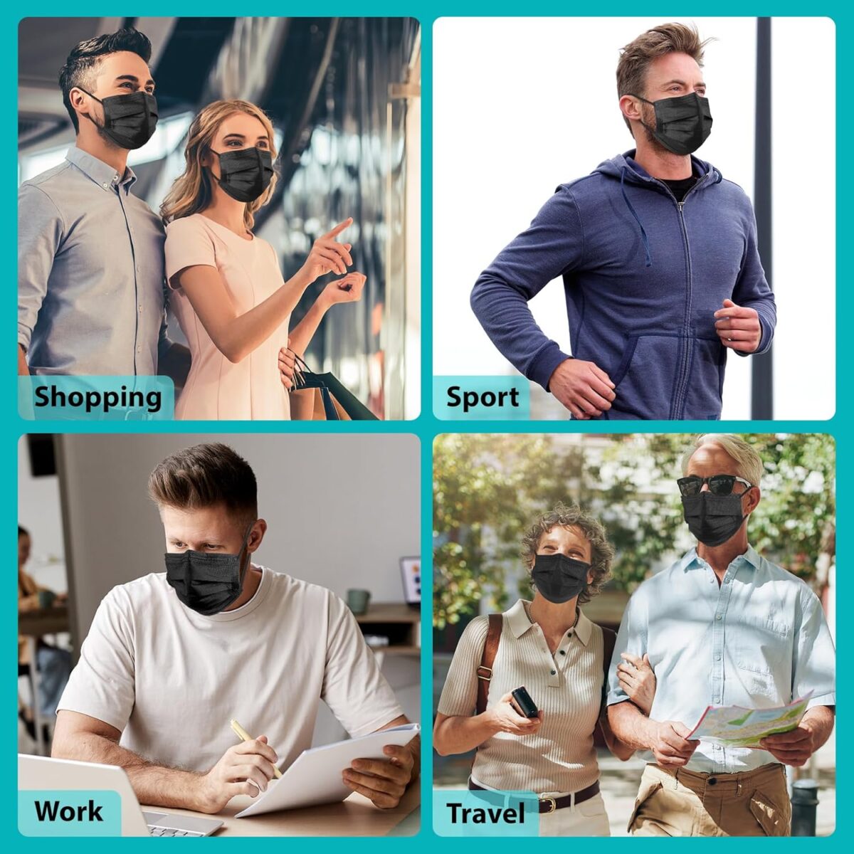 100 PCS Disposable Face Masks, Black Disposable Masks, 3 Ply Protection Face Masks - Image 6