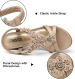 TEMOFON Women's Low Wedge Heels Summer Dressy Platform Sandals Elastic Ankle Strap Open Toe Flower Shoes - Image 5