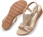 TEMOFON Women's Low Wedge Heels Summer Dressy Platform Sandals Elastic Ankle Strap Open Toe Flower Shoes - Image 8