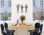 Pigort 3 Pieces Metal Flowers Wall Arts - Rustic Farmhouse Decor Black Minimalist Flower Wall Decors for Living room Bathroom Bedroom Dining Room - Housewarming Gifts(Black, Vase-C) - Image 4