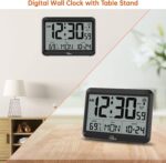 WallarGe Atomic Digital Wall Clock Battery Operated, Self-Setting, Large Display with Temperature, Date, Day of The Week, Silent Wall Mount Digital Clock, 4 Time Zones, DST - Image 4