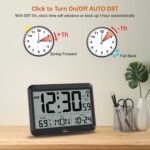 WallarGe Atomic Digital Wall Clock Battery Operated, Self-Setting, Large Display with Temperature, Date, Day of The Week, Silent Wall Mount Digital Clock, 4 Time Zones, DST - Image 8