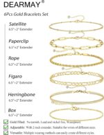 DEARMAY Gold Bracelets for Women Waterproof, 14K Gold Plated Jewelry Sets Trendy Thin Dainty Stackable Cuban Link Paperclip Chain Bracelet Pack Fashion Accessories Gifts for Womens - Image 6
