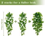 BLEUM CADE Fake Hanging Plants, 2pcs Artificial Hanging Plant, Faux Pothos Vines Hanging Plant Greenery for Wall Home Living Room Indoor Outdoor Decor (No Baskets) - Image 3