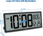 WallarGe 14.5'' Large Digital Wall Clock Battery Operated with Jumbo Numbers, Temperature and Date - Easy to Read and Set, Auto DST - Image 7
