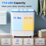 Giantex Portable Washing Machine, 17.6lbs Compact Washer Spinner Combo with Pump Drain, Twin Tub 11lbs Wash & 6.6lbs Spin, Lavadoras Portatiles for Apartment RV Dorm College (White & Blue) - Image 3