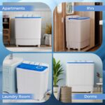 Giantex Portable Washing Machine, 17.6lbs Compact Washer Spinner Combo with Pump Drain, Twin Tub 11lbs Wash & 6.6lbs Spin, Lavadoras Portatiles for Apartment RV Dorm College (White & Blue) - Image 7