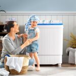 Giantex Portable Washing Machine, 17.6lbs Compact Washer Spinner Combo with Pump Drain, Twin Tub 11lbs Wash & 6.6lbs Spin, Lavadoras Portatiles for Apartment RV Dorm College (White & Blue) - Image 10