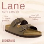 CUSHIONAIRE Lane Cork Footbed Sandals for Women – Comfortable Double Buckle Slip-On with Genuine Suede Footbed & Arch Support Slides for Women Footwear - Image 3