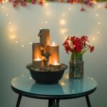 Alpine Corporation WCT202 Indoor Tabletop Tiered Water Fountain Featuring 3 Candles for Desktop and Table, 11", Brown - Image 3