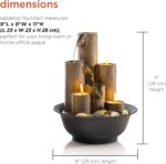 Alpine Corporation WCT202 Indoor Tabletop Tiered Water Fountain Featuring 3 Candles for Desktop and Table, 11", Brown - Image 4