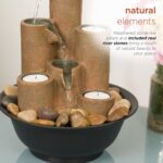 Alpine Corporation WCT202 Indoor Tabletop Tiered Water Fountain Featuring 3 Candles for Desktop and Table, 11", Brown - Image 8