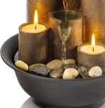 Alpine Corporation WCT202 Indoor Tabletop Tiered Water Fountain Featuring 3 Candles for Desktop and Table, 11", Brown - Image 12