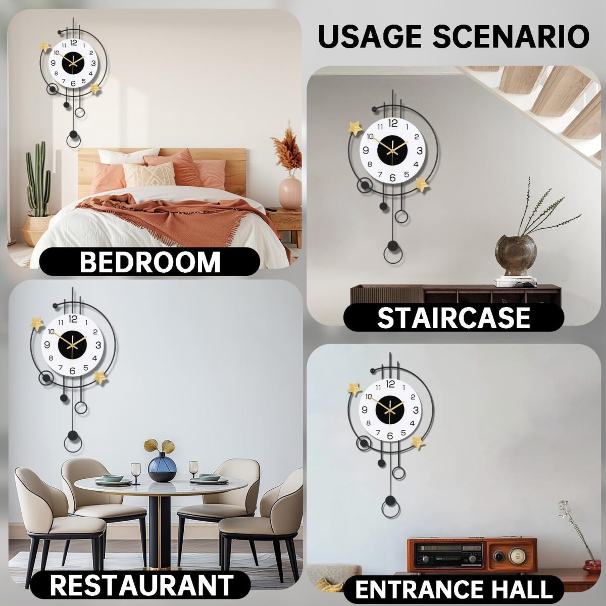 Large Wall Clocks for Living Room,Silent Non-Ticking Quartz Battery Operated,Modern Decorative Wall Clock for Kitchen Bathroom Bedroom Home Wall Decor,12.5 * 25.5 Inch - Image 6