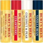 Burt's Bees Lip Balm, Beeswax, Strawberry, Coconut and Pear, and Vanilla Bean Pack, With Responsibly Sourced Beeswax, Tint-Free, Natural Lip Treatment, 4 Tubes, 0.15 oz. - Image 8