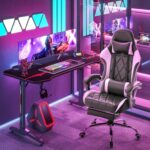 Homall Gaming Chair, Computer Chair with Footrest and Massage Lumbar Support, Ergonomic High Back Video Game Chair with Swivel Seat and Headrest (White) - Image 3