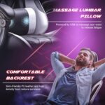 Homall Gaming Chair, Computer Chair with Footrest and Massage Lumbar Support, Ergonomic High Back Video Game Chair with Swivel Seat and Headrest (White) - Image 6