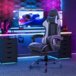 Homall Gaming Chair, Computer Chair with Footrest and Massage Lumbar Support, Ergonomic High Back Video Game Chair with Swivel Seat and Headrest (White) - Image 7