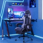 Homall Gaming Chair, Computer Chair with Footrest and Massage Lumbar Support, Ergonomic High Back Video Game Chair with Swivel Seat and Headrest (White) - Image 9