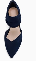 Coutgo Womens Low Kitten Heel Dress Shoes Pointed Toe Slip on Ankle Strap Cutout Elegant Party Wedding Pumps - Image 6