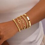 Gold Bracelets for Women Non Tarnish, 14K Gold Plated Chunky Cuff Bracelet Gold Bangles Bracelet for Women Trendy Tie Knot Cuban Rope Paperclip Beaded Bracelet Stack Jewelry Gifts - Image 4